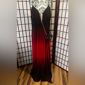 Long dress, red/burgundy, size XL